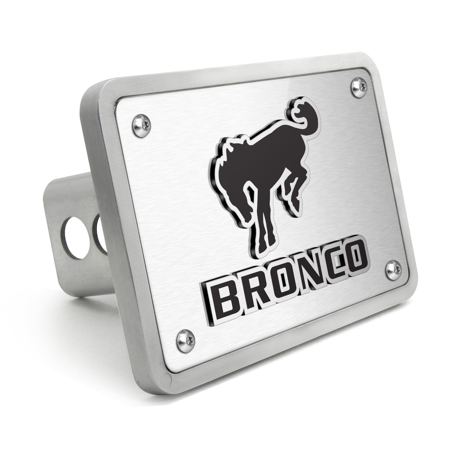 Ford Bronco 3D Logo Brushed 3/8" thick Billet Aluminum 2 inch Tow Hitch