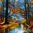 thumbnail image 2 of James, David 12x12 Black Ornate Wood Framed with Double Matting Museum Art Print Titled - Autumn Stream, 2 of 4