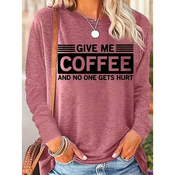 Zukuco Women's Long Sleeve Graphic Tshirts Funny Letter Print Crew Neck Pullover Tops Fall Shirts