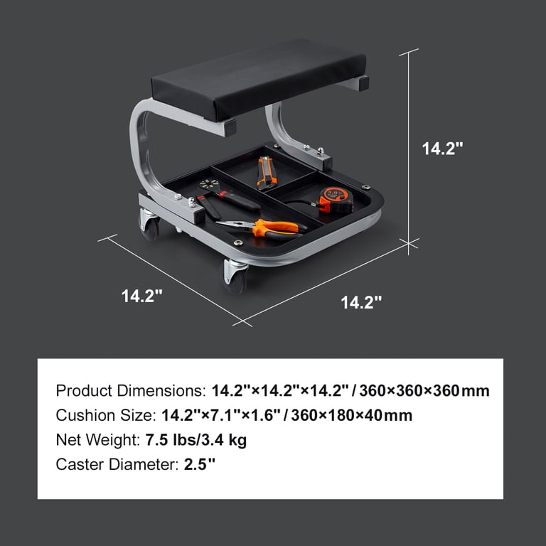 SKYSHALO Garage Shop Creeper Seat with Tool Tray Rolling Padded