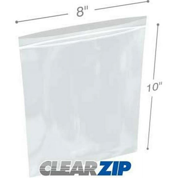International Plastics CZ1250810 8 x 10 in. ClearZip Lock Bags, 0.00125 Gauge - Case of 1000