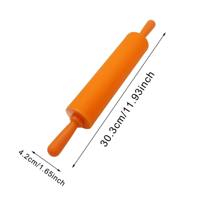 JJKBVCLO Silicone Rolling Pin Dough Roller For Pizza Cookie With Wooden Handle Nonstick Surface Rolling Pins For Baking Non Stick Dough Cookie Pizza Roller Baking Tool