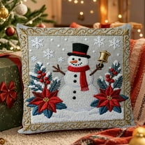 Taicans Farmhouse Christmas Throw Pillow Covers 18x18inch - Embroidered Santa Claus/Snowman/Reindeer Design,Velvet Holiday Decor for Sofa Living Room,Winter Holiday Pillow Cases