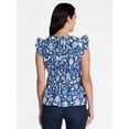 thumbnail image 4 of Time and Tru Women's Sleeveless Smocked Top with Ruffle Trim, Sizes XS-XXXL, 4 of 6