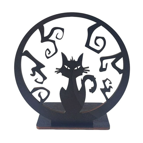 TopLLC Halloween Decor Fall Decor Window Blacks Cats Halloween Wooden Table Projection Decoration Halloween Party Favor