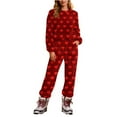thumbnail image 2 of LEWKW Women's Fuzzy Heart Print Pajamas Sets Warm Fleece Long Sleeve Top & Pants Cute Plush Sleepwear Winter Soft Cozy Loungewear 2 Piece Outfits, 2 of 5
