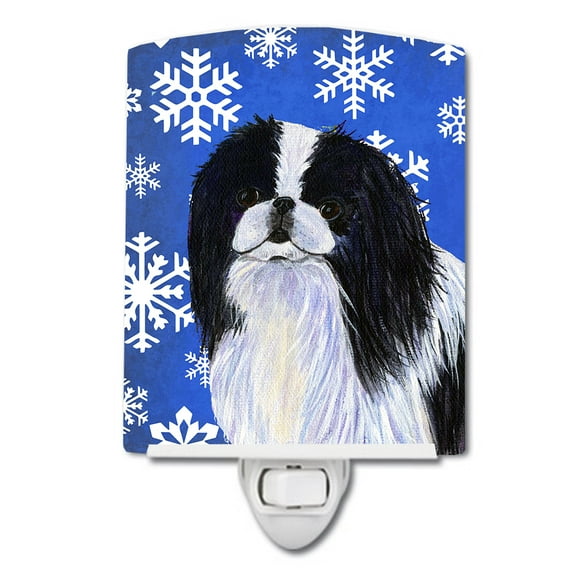 Caroline's Treasures SS4605CNL Japanese Chin Winter Snowflakes Holiday Ceramic Night Light, 6x4x3", multicolor