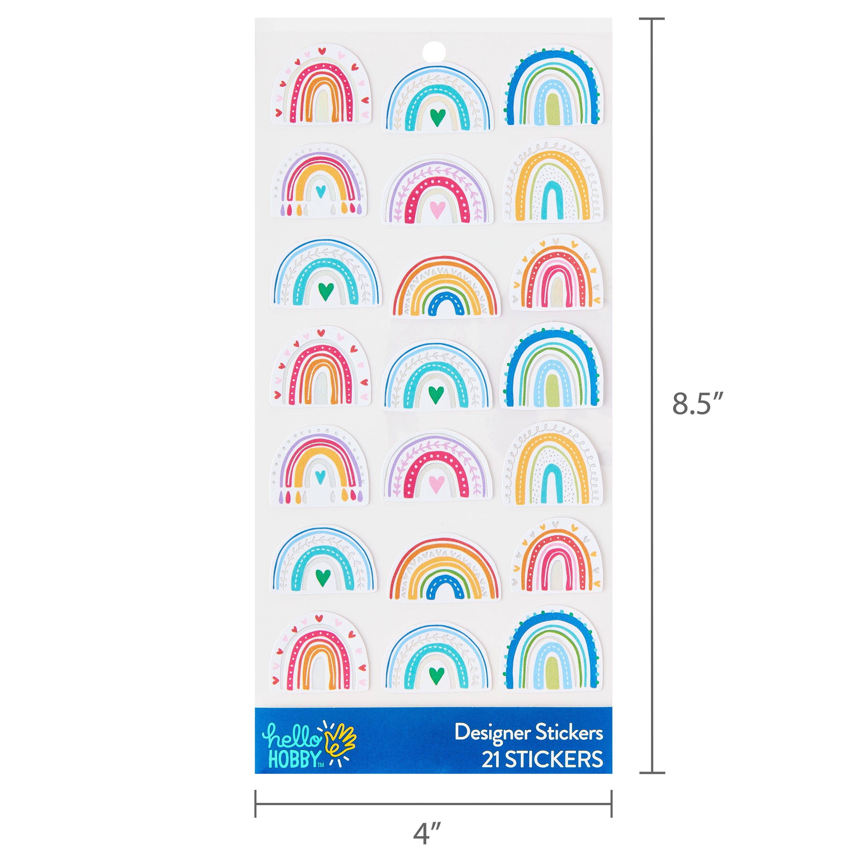 Hello Hobby Foil Rainbow Designer Stickers, 21 Count