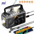 thumbnail image 1 of AUOSHI 30000mAh Weather Radio, NOAA/AM/FM Emergency Radio with USB/Solar/Hand Crank Charging, Flashlight, SOS Alarm, Compass, Battery Operated for Hurricane Preparedness, Gray, 1 of 8