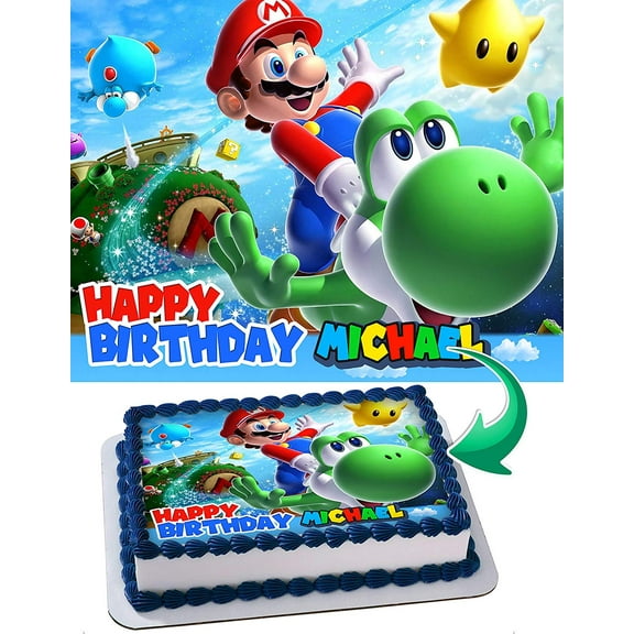 Mario Bros, Odyssey Joshi, Mario Brothers Edible Cake Image Topper Personalized Birthday Party 1/4 Sheet