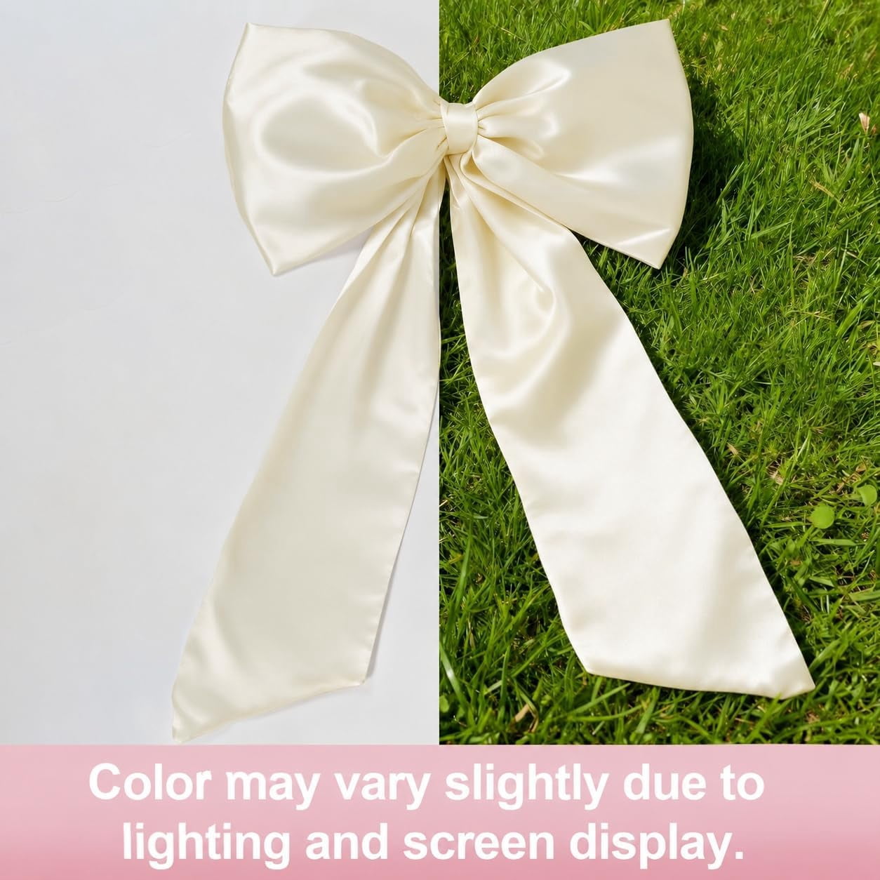 Giant Bow Decoration Big Cream White Large Coquette Bow for Backdrop Birthday Party Room Wall Wedding Bride Decor, Ribbon Tie Hanging Gift Coquette Wall Decor (Satin, Internal Stability Layer)