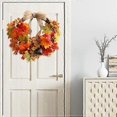 thumbnail image 4 of KAIYANG Corona de otoño, corona de puerta de entrada de cosecha de otoño, hoja de arce artificial, bayas rojas con lazo para decoración de pared, adornos colgantes, Navidad, Acción de Gracias, Harv, 4 of 4