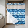 thumbnail image 4 of Ocean Dolphin No Hook Shower Curtain with Snap in Liner Blue Nautical Waves Vintage Summer Ethnic Waterproof Bathroom Shower Curtain with See Through Top Window for Bathtub 72" x 72", 4 of 9