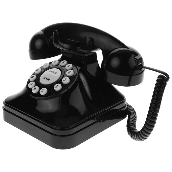 FELTECHELECTR 1Set Retro Landline Telephone With Classic Rotary Dial Design In Black ABS For Office Use