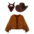 thumbnail image 3 of Miutii Girls Boys Halloween Cowboy Cowgirl Outfits Tassel Coat with Bandanna Hat Western Party Dress Up Set Brown 16, 3 of 5
