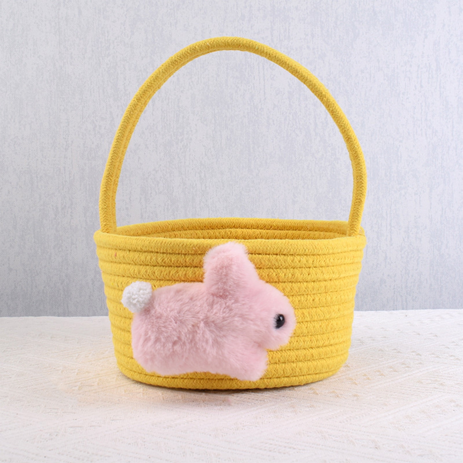 Easter Woven Storage Basket Rope Woven Eggs Storage Basket Bunny Rope Storage Basket Desktop Storage Basket Cosmetic Storage Basket