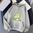 thumbnail image 2 of GEWSEY Cute Dino Hoodies for Women Teen Girls Pullover Crewneck Dinosaur Long Sleeve Hooded Sweatshirt Jacket Cartoon Loose Fit (Grey, L), 2 of 4