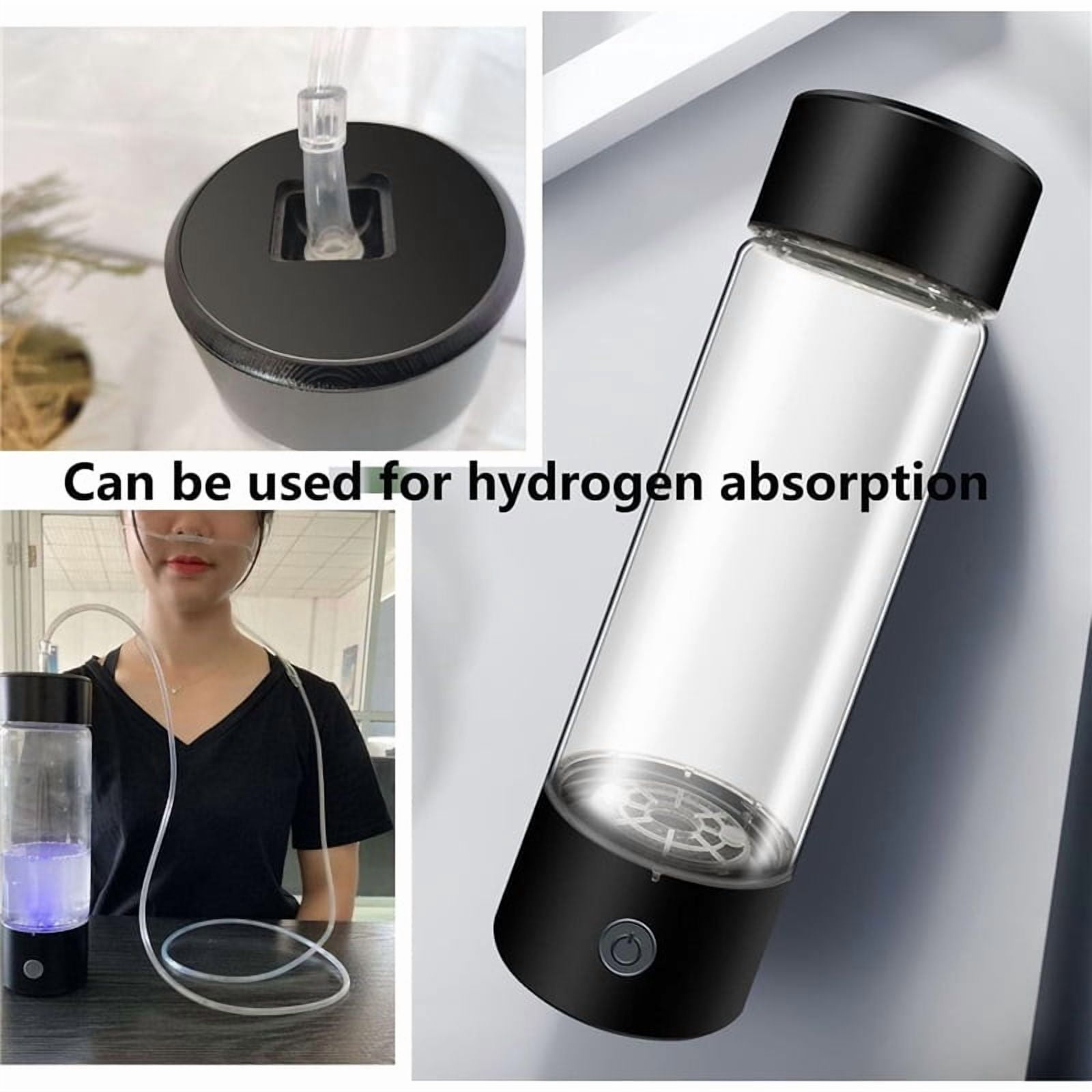 Hydrogen Water Generator, Molecular Hydrogen Water Bottle Generator 2-in-1 Hydrogen Water Ionizer Machine 3 Minutes Hydrogen Concentration 1200-1400PPB USB Rechargeable with Hydrogen Suction Tube
