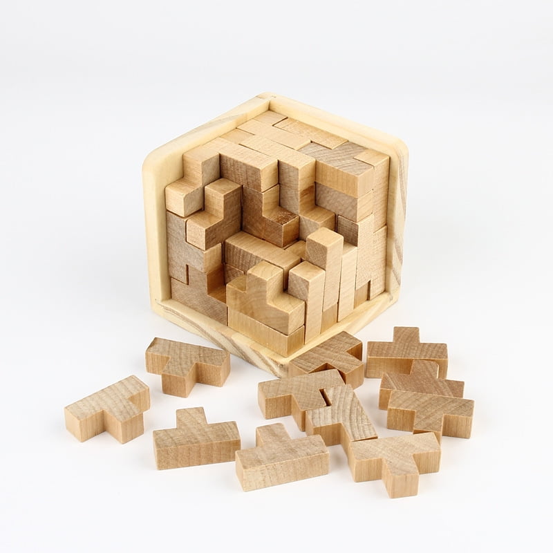Fashion Wood Cube Puzzle Brain Teaser Toy Game Gift Intelligence for child adult 