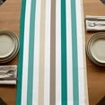 thumbnail image 5 of Teal Brown Stripe 120 Inch Table Runner, Gradient Geometric Vertical Striped Farmhouse Dresser Scarf Cotton & Linen Tablerunner for Dining/Kitchen Island/Holiday Party Décor 13" x 120", 5 of 9