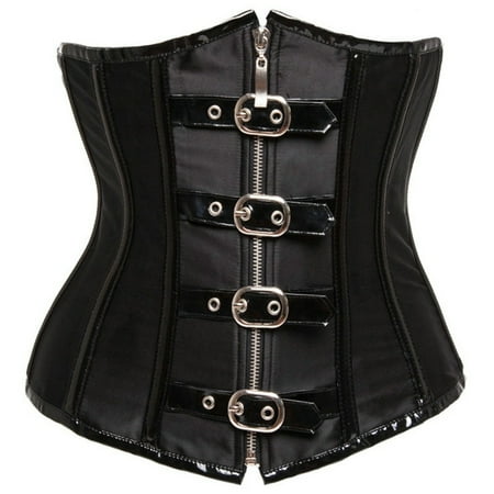 yunLCZ Shapewear for women Gothic Stempunk Underbust Corset Steel Boned Corsets And Bustiers Zipper Front Lingerie Top