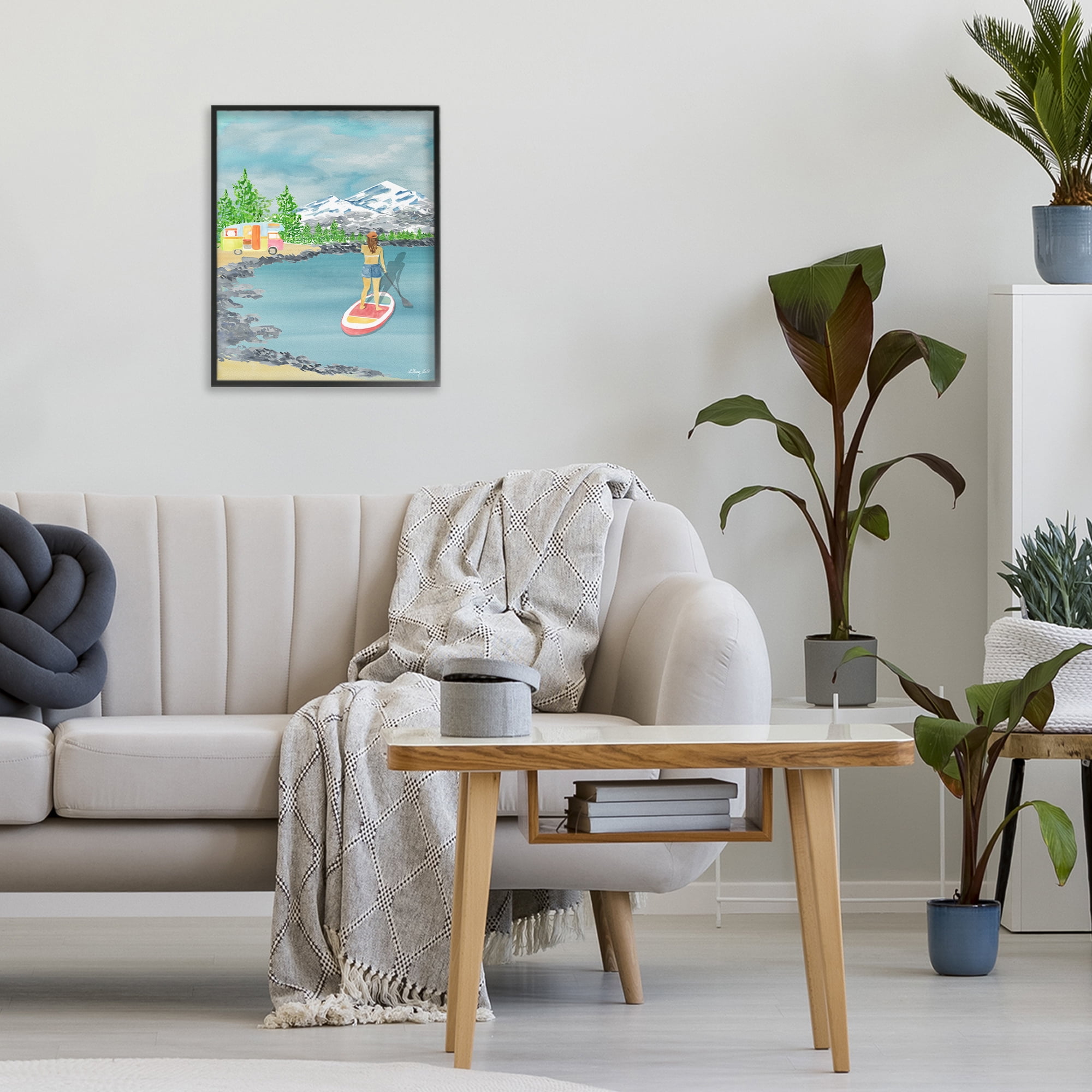 Stupell Industries Lake Tahoe Paddle Boarding Black Framed Giclee Art, design by Hillary Holt