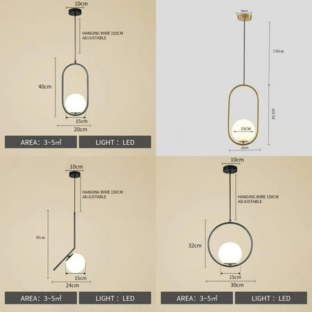 

DJNRUI LED Pendant Light Dining Room Suspension Luminaure Hanging Lamp Ceiling Decoration Bedroom Living Glass Ball Chandelier Lighting