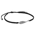thumbnail image 3 of Sideways Heaven's Black Angel Wing Sterling Silver Charm on Black Adjustable Bracelet for Female Adult and Teens, 3 of 5
