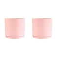 thumbnail image 2 of Destyer Cylindrical Flower Pots - Sturdy Ceramic Breathable Water Filtration System Straight Tube Matte Is DS pink M 2Set, 2 of 6