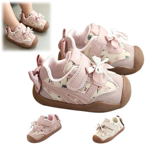 YOUYEDIAN Toddler Shoes Bow Lightweight Comfortable Walking Shoes Outdoor Non-Slip Sneakers(Pink,10 Little Kid)