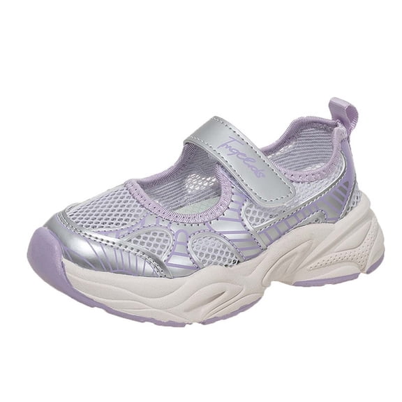 Krdevn Toddler Girls Silver Mary Jane Sneakers Breathable Mesh Casual Shoes Size:9.5-10 Years