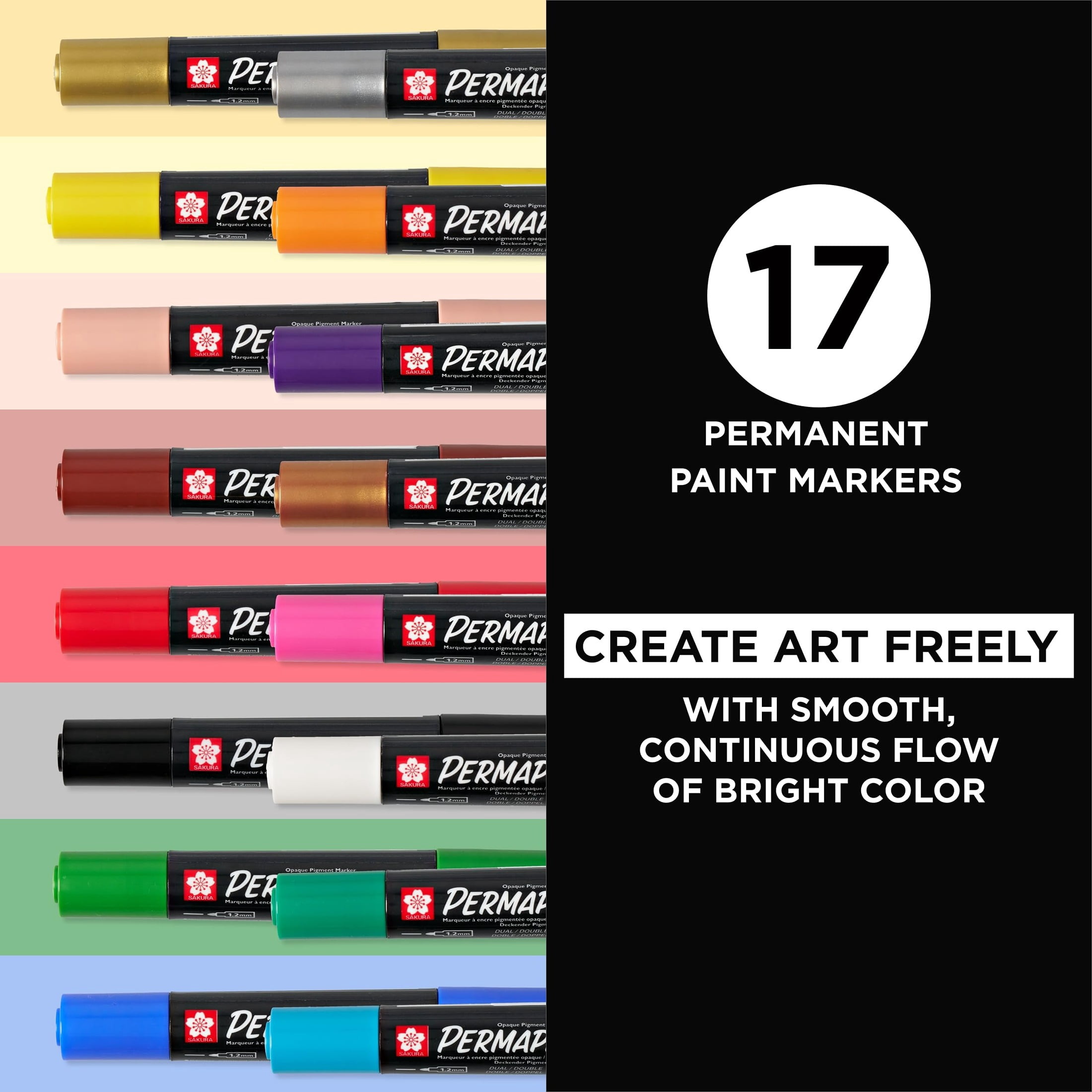 SAKURA Permapaque Artist's Gift Set, Dual Point Opaque Paint Markers, Ass't Archival Colors, 17 PK