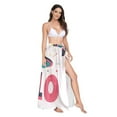 thumbnail image 2 of FORMRS Womens Long Sarong Beach Wrap Semi-Sheer Bikini Skirt Bathing Swimsuit Cover Up, Beige UFO, 2 of 7