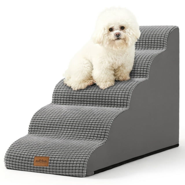 PetSafe Curved Dog Stairs – Foam Ramp for Small Pets, Non-Slip Ladder for Bed & Sofa with Waterproof Cover
