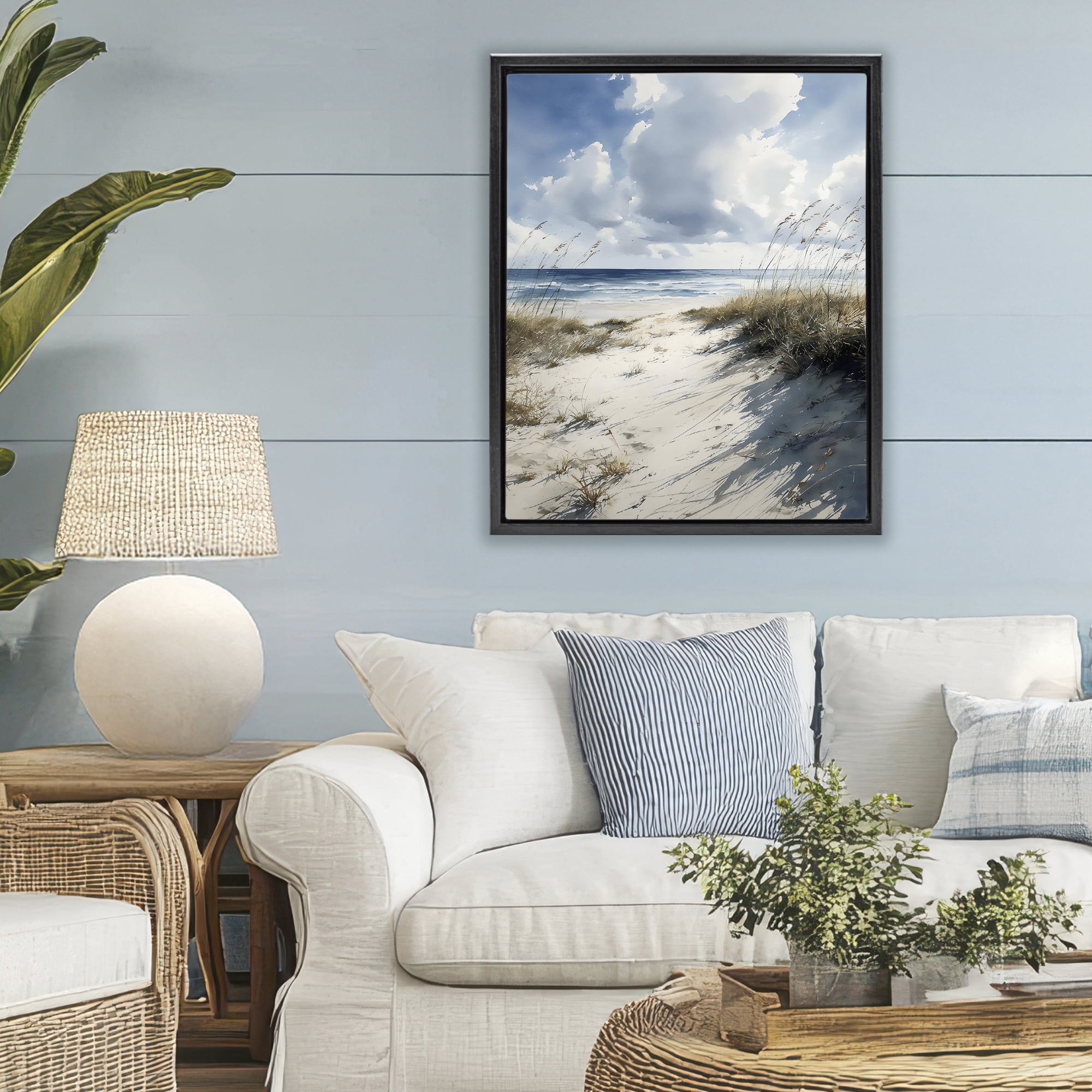 Stupell Industries Dune Beach at Midday Black Framed Floater Canvas Wall Art, design by Franklyn Gregory