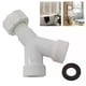thumbnail image 2 of Y Splitter Joint Adapter Overflow Pipe Dishwasher Washing Machine Double Inlet Drain Pipe Sink Junction 6 Point Tee Joint Gasket, 2 of 5