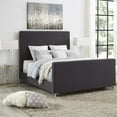 thumbnail image 2 of Posh Living Alex Linen Fabric Upholstered Platform Queen Bed Frame in Dark Gray, 2 of 9