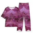 thumbnail image 3 of YABCSAZ Lounge Sets for Women 2 Piece Round Neck Tops Floral Printed and Elastic Waist Pants with Pockets Summer Casual Loose Soft Comfortable Sets, 3 of 4