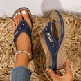 thumbnail image 3 of Rokment Women's Orthopedic Wedges Dressy Sandals Trendy Casual Leather Platform Flip Flops with Arch Support Beach Comfortable Walking Slip on High Heels Slides Shoes B Size 9, 3 of 7