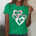 thumbnail image 2 of Sentmoon Hauts pour Femmes Blouses Décontractées Mode pour Dames Décontracté Amoureux Imprimé Col Rond Manches Courtes Chemise Confortable pour le Travail et le Bureau Vert P, 2 of 5