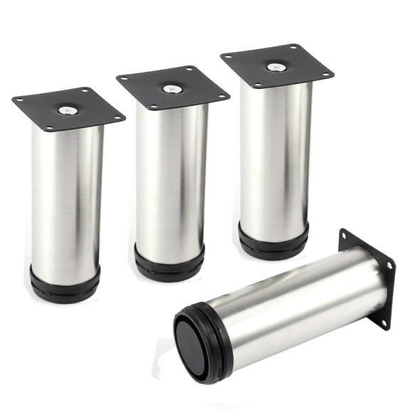 4 inch / 10cm TCHOSUZ Metal Furniture Legs, Furniture fittings of Metal, Pack of 4 Modern Stainless Steel Round Replacement Feet for Sofa Couch Cabinet TV Stand