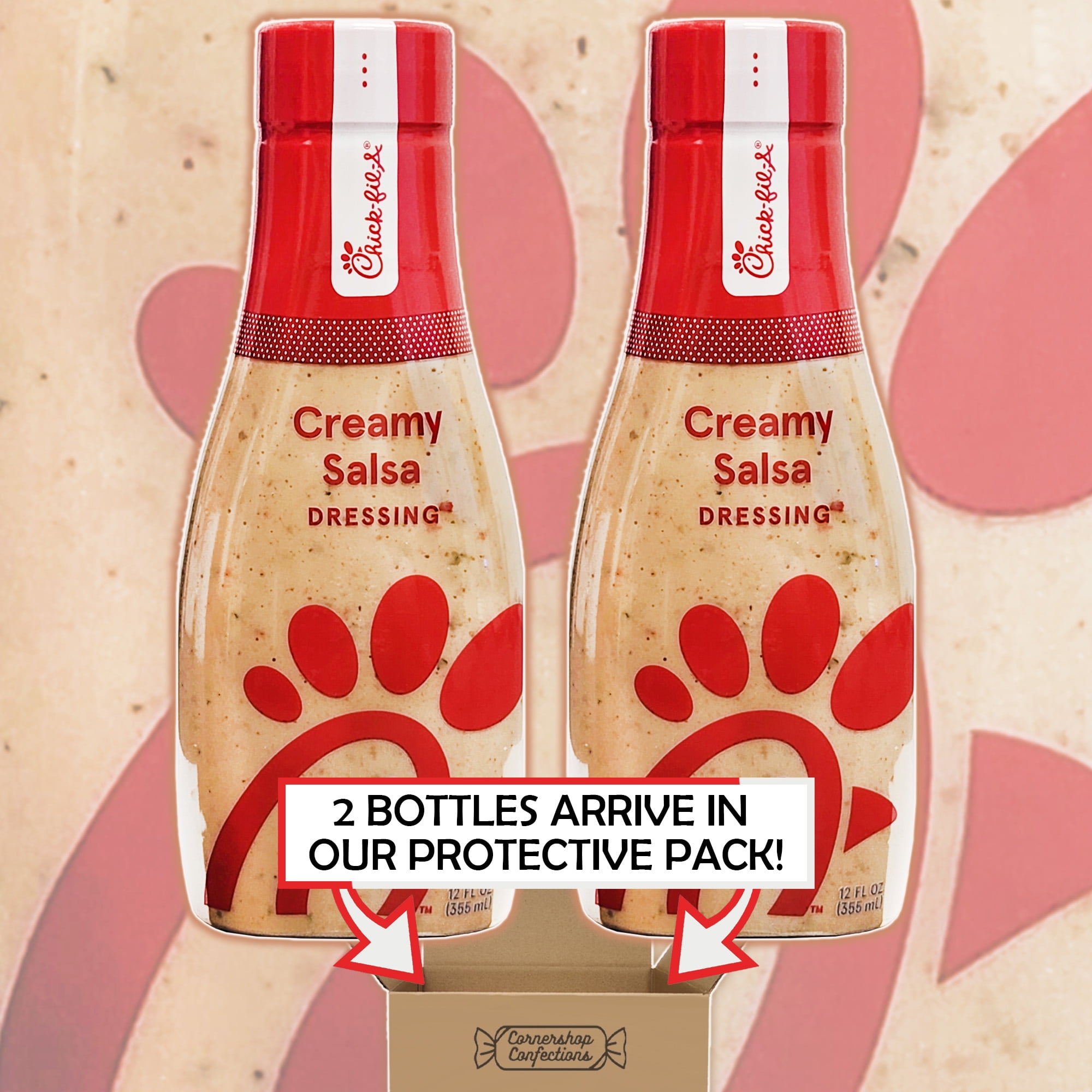 Chick-Fil-A Dressing Creamy Salsa - Mix-and-Match Bundles - 2 Individually Sealed 12oz Bottles for Salads, Dipping Sauce, Marinades, Sandwiches, Tacos, Grilling in Cornershop Confections Pack