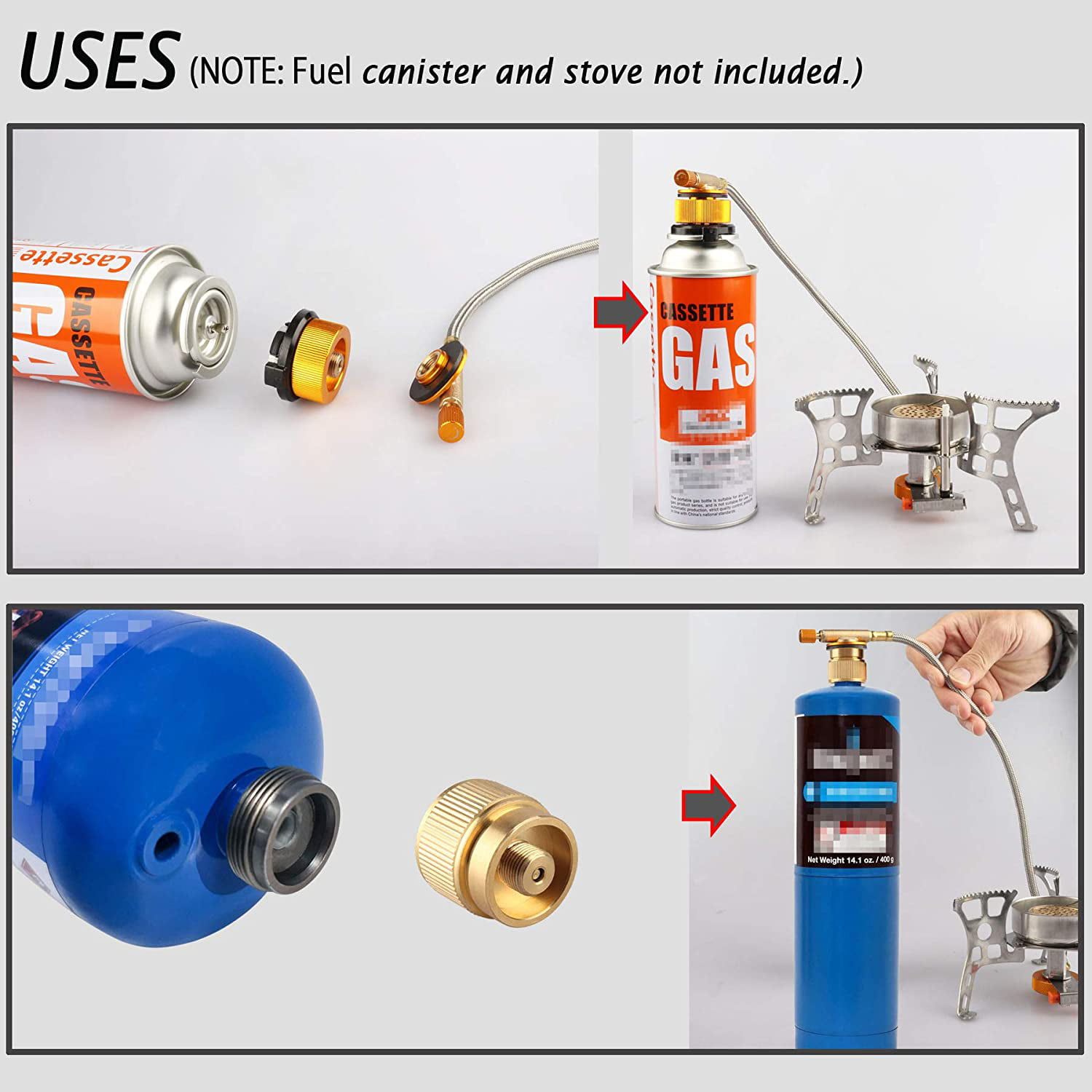 Outdoor Stove Burners Adapter Camping Gas Tank Converter 1Lb Small Propane  Tank/ Butane Canister Nozzle Input EN417 Lindal Type Valve Screw Gas