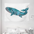 thumbnail image 1 of Modern Tapestry, Humpback Whale Figure by Ethnic Abstract Sea Underwater Print, Wall Hanging for Bedroom Living Room Dorm Decor, 80W X 60L Inches, Teal Blue Dried Rose, by Ambesonne, 1 of 2