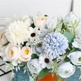 thumbnail image 6 of Flowers Artificial Silk Hydrangea Bouquets Faux Floral Arrangements Picks Fake Spring Flowers for Cemetery Grave Vase Wedding Home Decor Indoor Outdoor, 1Pc, Available in Multicolor(Orange,12x6"), 6 of 9