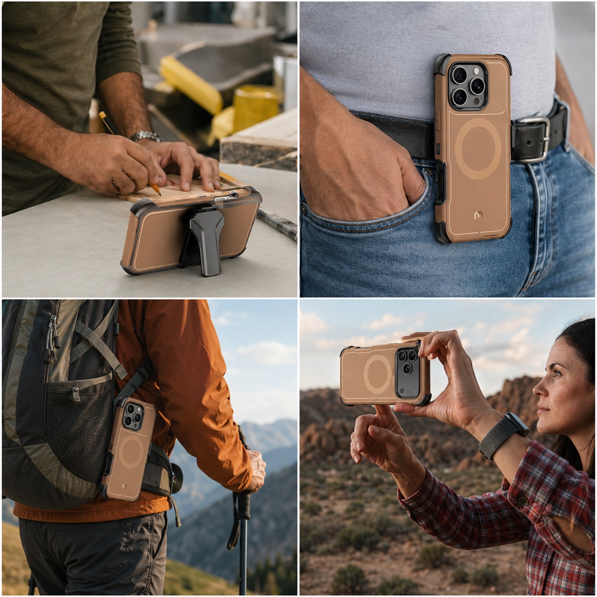 Hybrid Rugged Case with Detachable Belt Clip Holster and Tempered Glass Screen Protector, Magnetic Charging-Compatible, Gray, Compatible with iPhone 17 Pro Max