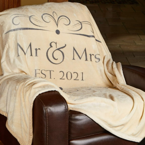 Soft Sentiments Outrageously Soft Reversible Velvet Ultra Plush Throw - 50 x 60 Inch - Mr & Mrs 2021