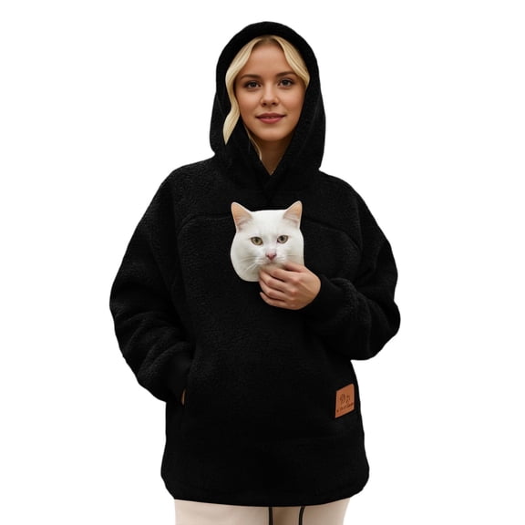 Cat Pouch Hoodie Pet Carrier Hoodie Zipper Kangaroo Pocket Sweatshirt With Pet Pouch Fleece Warm Pet Sweatshirt Outdoor