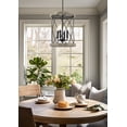 thumbnail image 3 of Kira Home Eleanor II 16" 4-Light Farmhouse Pendant Light, Gray Oak Wood Style + Textured Black Finish, 3 of 7