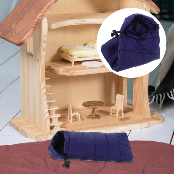 LOLIPPYY Mini Camping Photo Props Sleeping Bag Dark Blue 1Pcs for Role Play in Dollhouse